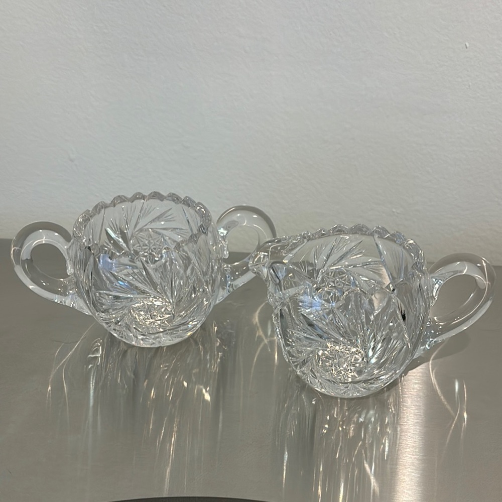 Elegant Crystal Sugar and Creamer Set